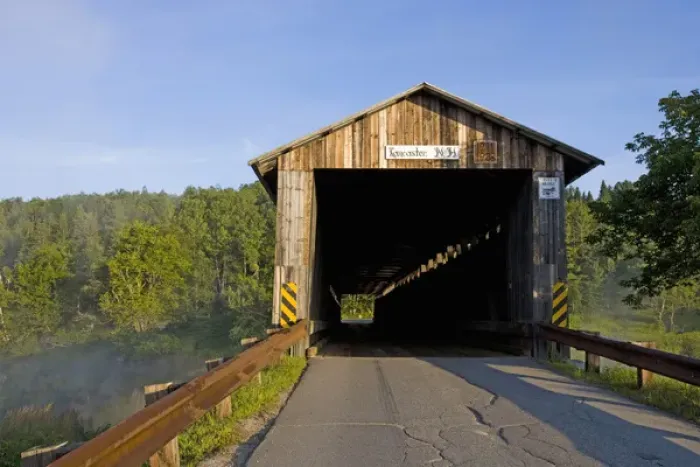 Framed Print : The Mount Orne covered bridge spans the Connecticut River between Lunenburg, Vermont and Lancaster Framed Print : The Mount Orne covered bridge spans the Connecticut River between Lunenburg, Vermont and Lancaster