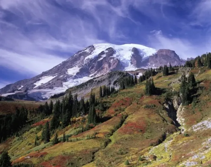 Framed Print : Mount Rainier. autumn view from Skyline Trail. Mount Rainier National Park, WA