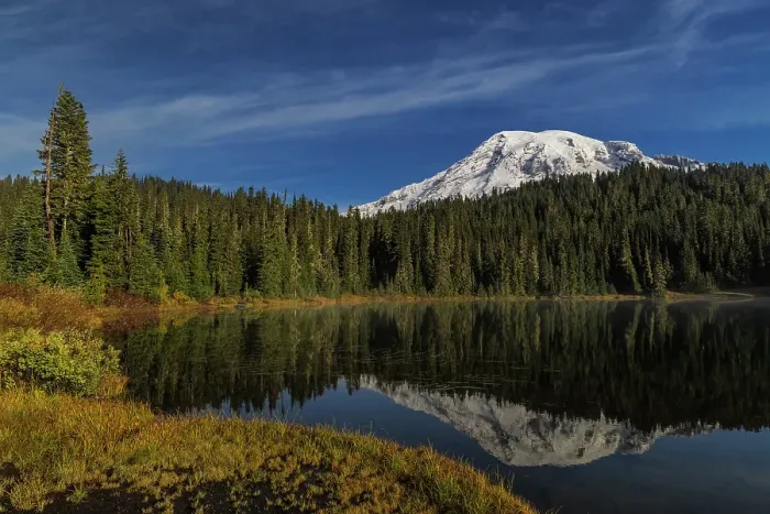 Framed Print : Mount Rainier in Reflection Lake in Mount Rainier National Park, Washington State, USA Framed Print : Mount Rainier in Reflection Lake in Mount Rainier National Park, Washington State, USA