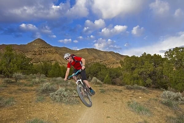 Mountain biker on the Bookcliff Trails near Fruita, Colorado, USA model released