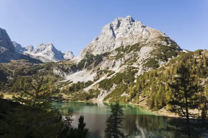 Framed Print : Mountain lake Seeben (Seebensee) in the Mieminger mountains with the Wetterstein Framed Print : Mountain lake Seeben (Seebensee) in the Mieminger mountains with the Wetterstein