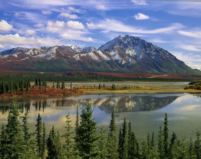 Framed Print : Mountain landscape and reflection, fall foliage, Denali Highway near Anchorage Framed Print : Mountain landscape and reflection, fall foliage, Denali Highway near Anchorage