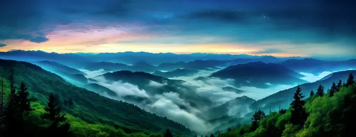 Framed Print : Mountain landscape at sunrise with low clouds. (AI Generated)