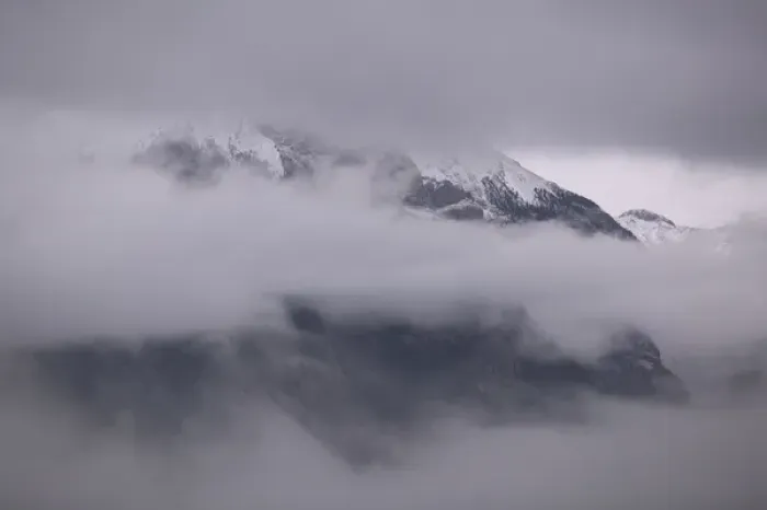 Framed Print : 02. CANADA, British Columbia, Yoho National Park / Autumn: Mountains and Mist Framed Print : 02. CANADA, British Columbia, Yoho National Park / Autumn: Mountains and Mist