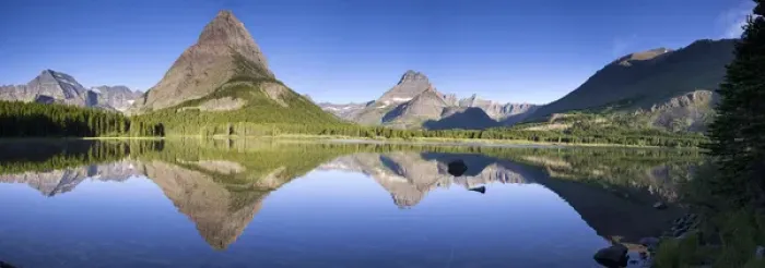 Framed Print : Mountains reflected in Lake. Glacier National Park. Montana. USA Framed Print : Mountains reflected in Lake. Glacier National Park. Montana. USA