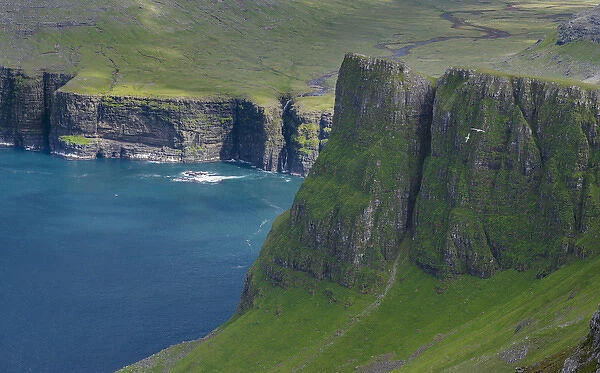 The mountains of Vagar, part of the Faroe Islands. Europe, Northern Europe, Denmark