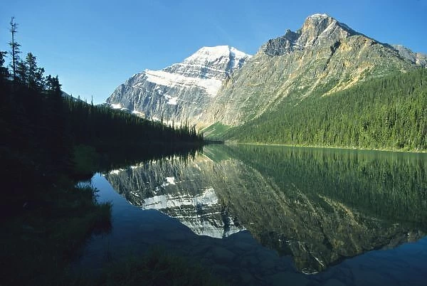 Mt Edith Cavell in Cavell Lake, Jasper National Park, Alberta, Canada