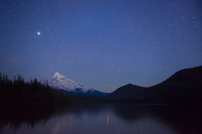 Framed Print : Mt. Hood reflecting into Lost Lake in the evening. Hood National Forest, Oregon