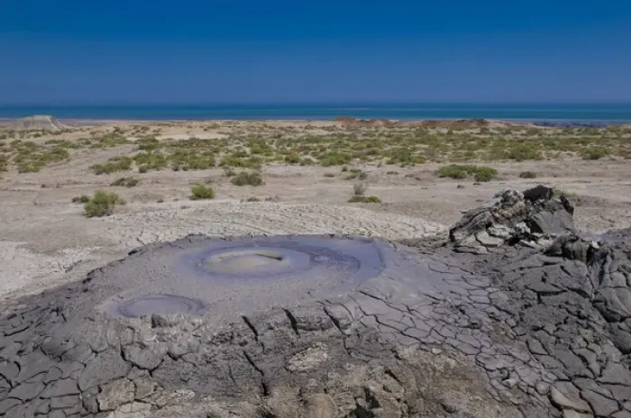 Framed Print : Mud volcanoes in Qobustan near Baku Azerbaijan Framed Print : Mud volcanoes in Qobustan near Baku Azerbaijan