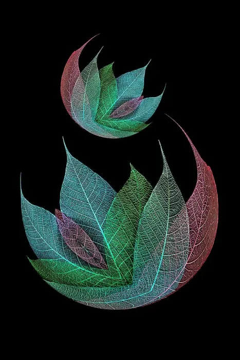 Framed Print : Multi-colored skeleton leaves arranged on black background Framed Print : Multi-colored skeleton leaves arranged on black background