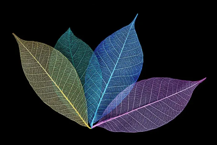Framed Print : Multi-colored skeleton leaves arranged on black background Framed Print : Multi-colored skeleton leaves arranged on black background