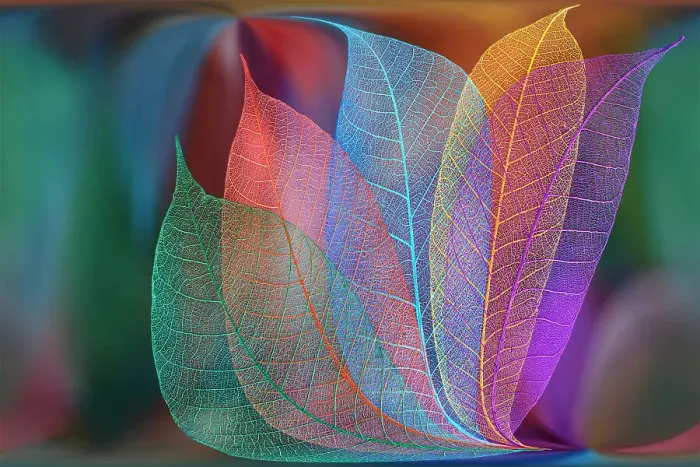 Framed Print : Multi-colored skeleton leaves arranged on colorful background Framed Print : Multi-colored skeleton leaves arranged on colorful background