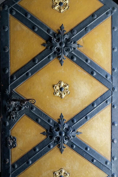 Munich, Germany. Antique metal medieval door