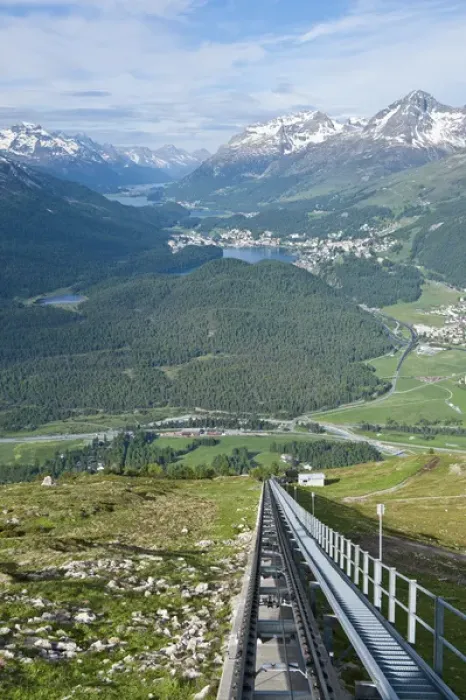 Framed Print : Muottas Muragl, Switzerland. Funicular to the top of Muottas Muragl near St. Moritz Framed Print : Muottas Muragl, Switzerland. Funicular to the top of Muottas Muragl near St. Moritz