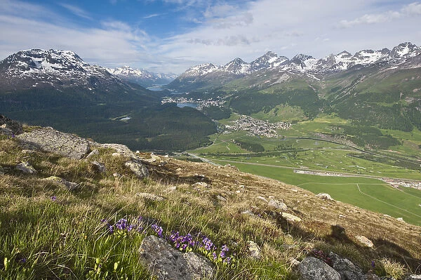 Muottas Muragl, Switzerland. Views of Celerina and St. Moritz from atop Muottas Muragl