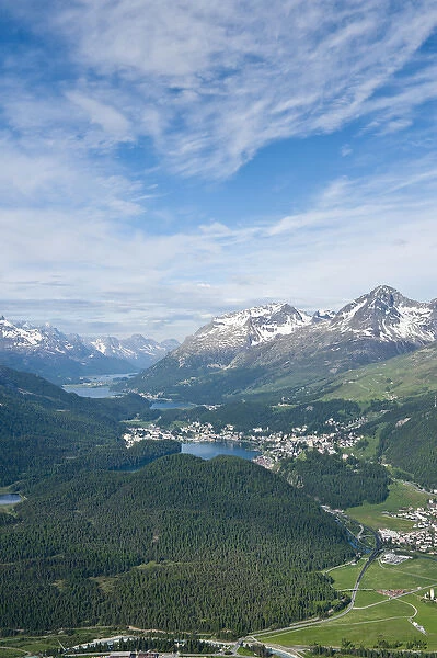 Muottas Muragl, Switzerland. Views of St. Moritz from atop Muottas Muragl