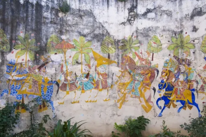 Framed Print : Mural in Castle Bijaipur, Rajasthan, India
