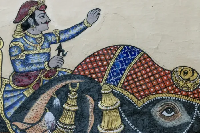 Framed Print : Mural. City Palace. Shiw Nivas Palace. Udaipur Rajasthan. India