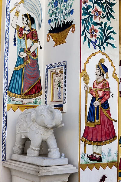 Mural. City Palace. Shiw Nivas Palace. Udaipur Rajasthan. India