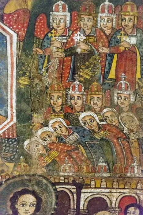 Framed Print : Mural inside Church of Debre Birhan Selassie (Trinity and Mountain Light), Gondar Framed Print : Mural inside Church of Debre Birhan Selassie (Trinity and Mountain Light), Gondar