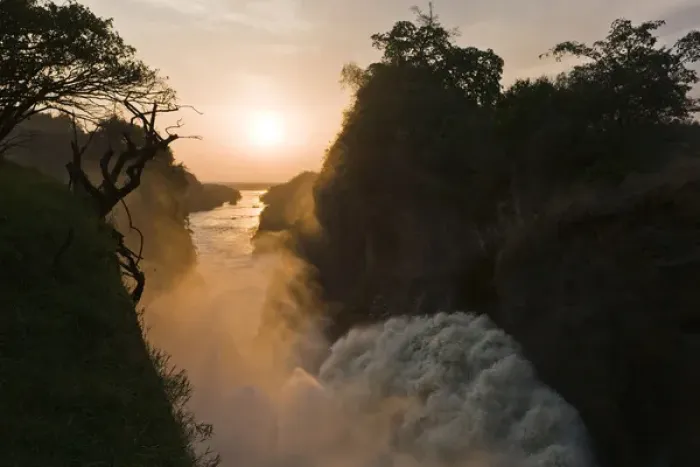 Framed Print : The Murchison Falls of the river nile in Uganda during sunset Africa, East AFrica
