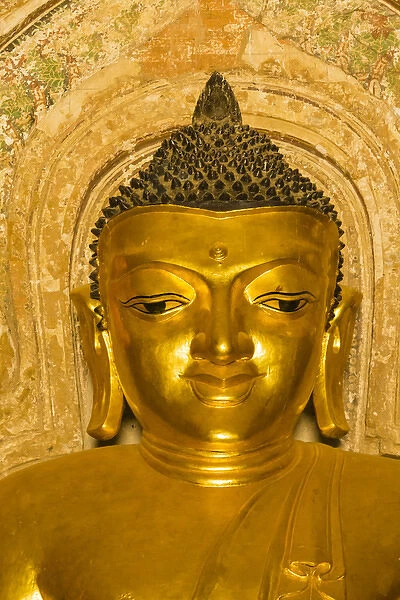 Myanmar. Bagan. Htilominlo Temple. Golden Buddha