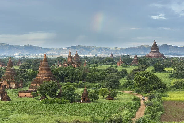 Myanmar, Bagan. Stupas (temples) dot the plains of Bagan