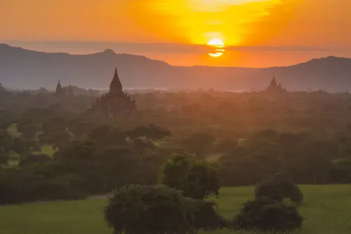Framed Print : Myanmar. Bagan. Temples of Bagan at sunset Framed Print : Myanmar. Bagan. Temples of Bagan at sunset