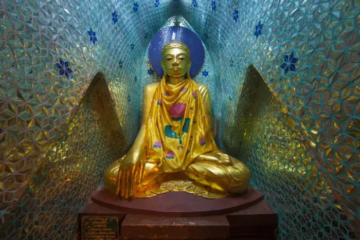 Framed Print : Myanmar, Yangon. Buddha statue in Schwedagon Temple Framed Print : Myanmar, Yangon. Buddha statue in Schwedagon Temple