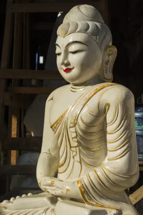 Framed Print : Myanmar. Yangon. Ceramic Budda