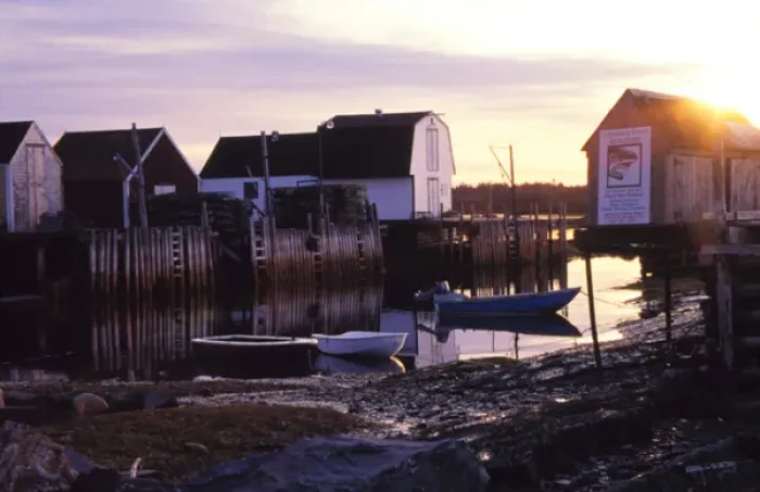 Framed Print : N. A. Canada, Nova Scotia, Blue Rock. Early morning sunrise at Blue Rock harbor