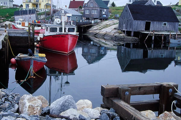N. A. Canada, Nova Scotia, Peggys Cove. Quiet harbor