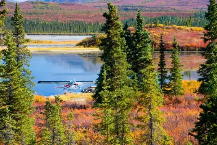 Framed Print : N. A. USA, Alaska. Float plane on a lake along the Denali Highway Framed Print : N. A. USA, Alaska. Float plane on a lake along the Denali Highway
