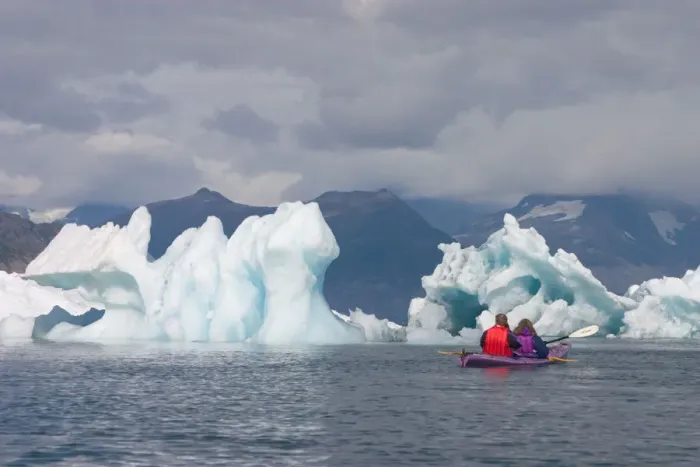 Framed Print : N. A. USA, Alaska. Kayaking in and around the Columbia Glacier