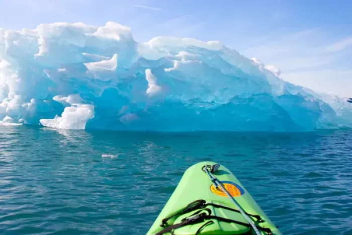 Framed Print : N. A. USA, Alaska. Kayaking near a large iceberg in and around the Columbia Glacier Framed Print : N. A. USA, Alaska. Kayaking near a large iceberg in and around the Columbia Glacier