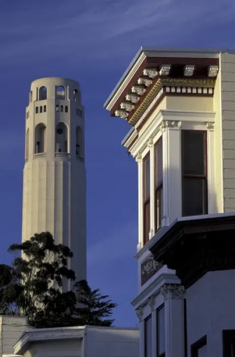 Framed Print : N. A. USA, California, San Francisco Coit tower and building Framed Print : N. A. USA, California, San Francisco Coit tower and building