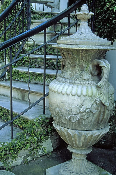 N. A. USA, Georgia, Savannah. Large urn near steps