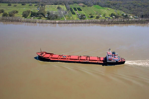 N. A. USA, Louisiana, New Orleans. Bulk material ship on the Mississippi River