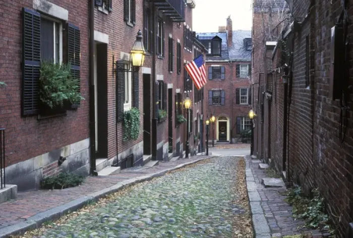 Framed Print : N. A. USA, Massachussetts, Boston, Beacon Hill, Cobblestone Street