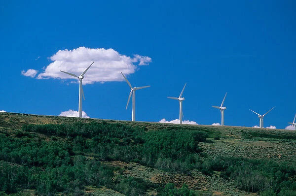 N. A. USA, Wyoming. Wind generators at Elk Mountain