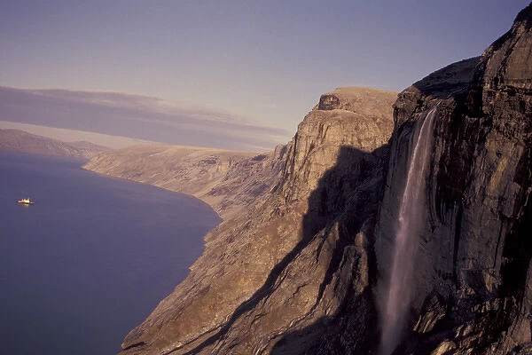 NA, Canada, Canadian Arctic, Baffin Island Aerial view of Itirbilung Fjord