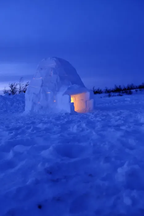 Framed Print : NA, Canada, Manitoba, Churchill Arctic igloo with candle light inside Framed Print : NA, Canada, Manitoba, Churchill Arctic igloo with candle light inside