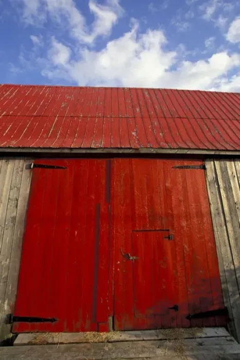 Framed Print : NA, Canada, New Brunswick, Shepody Red barn door Framed Print : NA, Canada, New Brunswick, Shepody Red barn door
