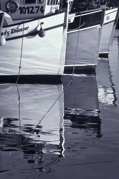 NA, Canada, Nova Scotia, Digby. Fishing boats; black, and, white image