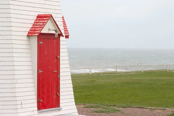 NA, Canada, Prince Edward Island. Door of East Point lighthouse