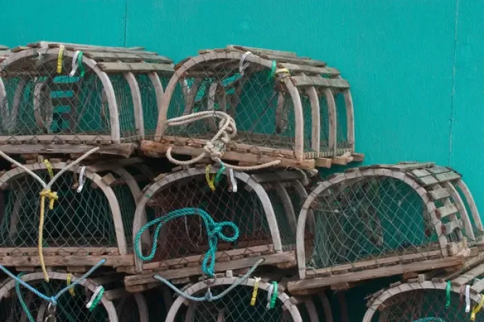 Framed Print : NA, Canada, Prince Edward Island, Malpeque Harbour. Fish sheds and lobster pots Framed Print : NA, Canada, Prince Edward Island, Malpeque Harbour. Fish sheds and lobster pots