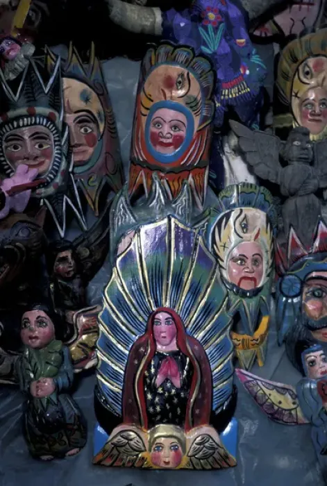 Framed Print : NA, Mexico, Taxco. Folkart, wood saints