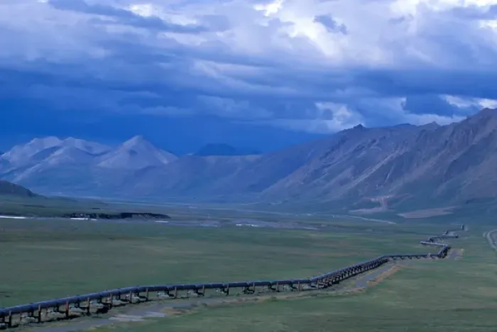 Framed Print : NA, USA, Alaska, Brooks Range, The James Dalton Highway and Trans-Alaska Pipeline