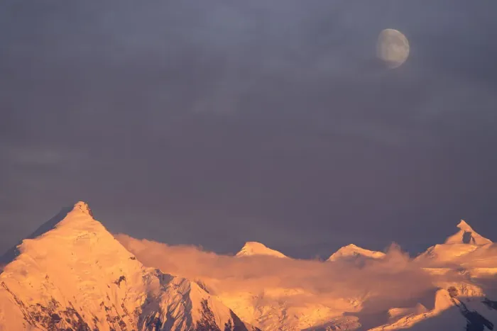 Framed Print : NA, USA, Alaska, Denali NP, Alaska Range, Mt. Silverthrone and Brooks, moon rise Framed Print : NA, USA, Alaska, Denali NP, Alaska Range, Mt. Silverthrone and Brooks, moon rise