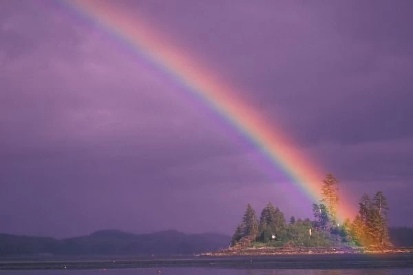 NA, USA, Alaska, Southeast Alaska, Inside Passage, Frederick Sound, Intense rainbow